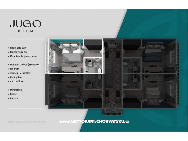 Wind Rose Pokoje – ubytování Baška Voda, Chorvatsko – foto 10