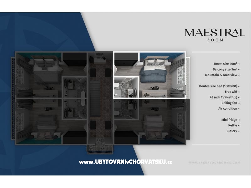 Wind Rose Pokoje – ubytování Baška Voda, Chorvatsko – foto 11
